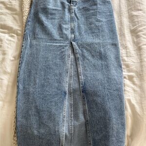 Vici Blue Denim A-Line Skirt